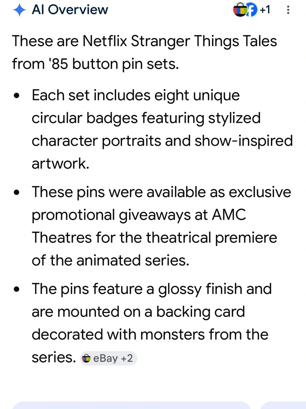 Netflix Stranger Things Tales From The 85 Holographic Button Pin Set - Purple